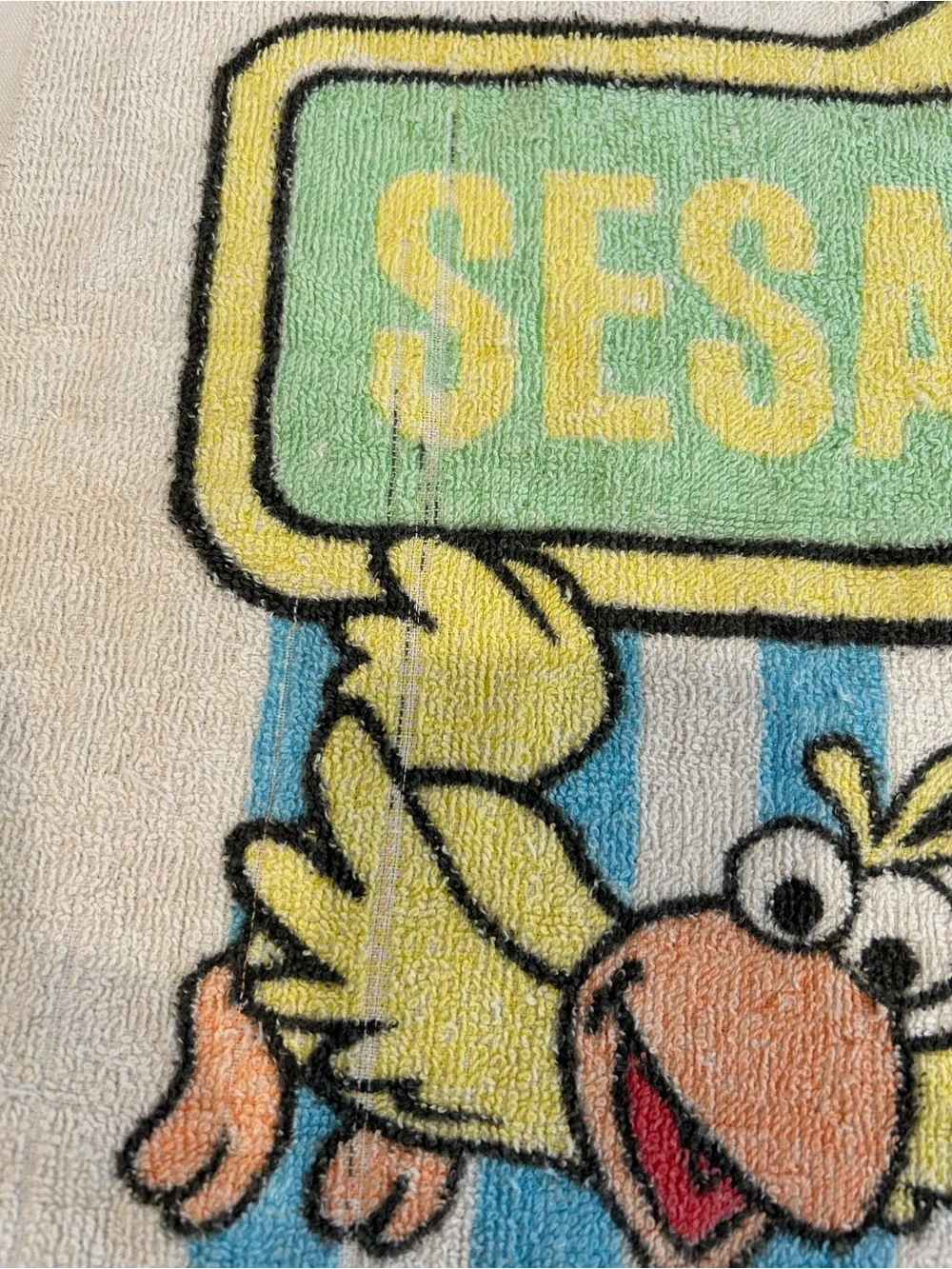 Vintage Sesame Street Beach Towel Big Bird Bert Ernie Franco‎ Muppets Cotton